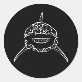 Adesivo Redondo Tubarão-branco-Excelente-tribal preto e branco