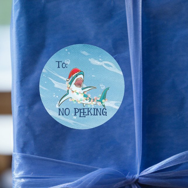 Adesivo Redondo Tubarão Branco Grande Oceano Não Espie  (Criador carregado)