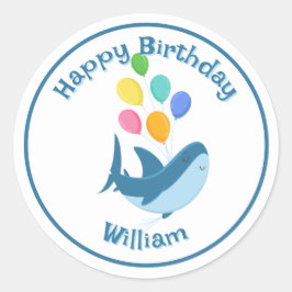 Adesivo Redondo Tubarão com palheta redonda clássica Ballons