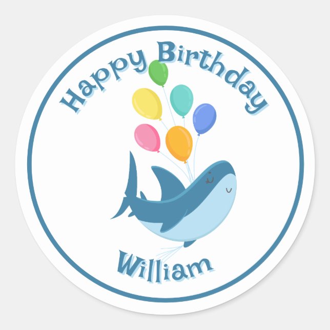 Adesivo Redondo Tubarão com palheta redonda clássica Ballons (Frente)