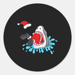 Adesivo Redondo Tubarão come Papai Noel natal Meninas Crianças X