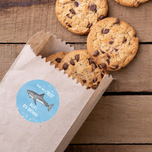 Adesivo Redondo Tubarão de Piscina de festa de aniversário persona