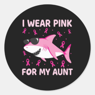 Adesivo Redondo Tubarão Eu Visto Rosa Para Minha Tia Crianças Canc