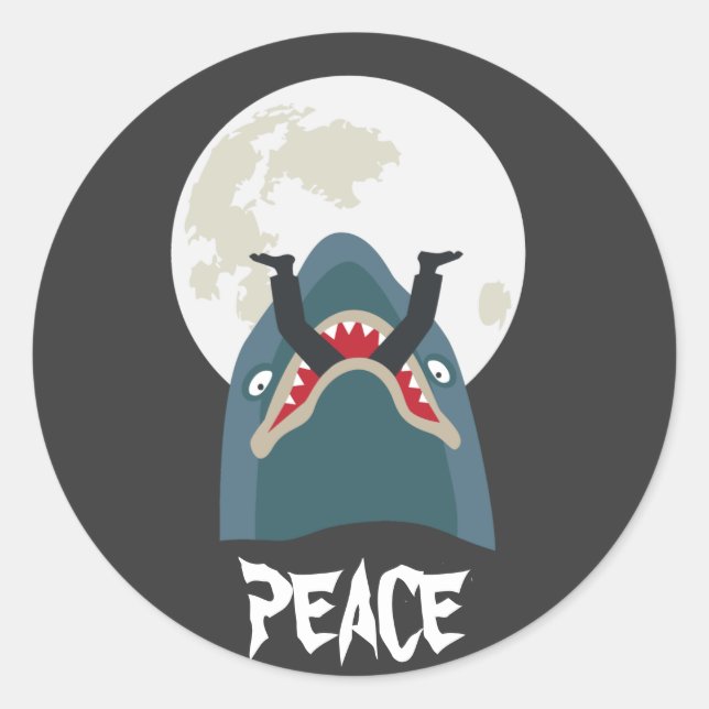 Adesivo Redondo Tubarão na noite da lua (Frente)