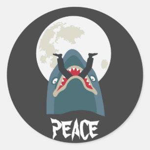 Adesivo Redondo Tubarão na noite da lua