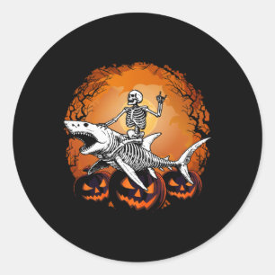Adesivo Redondo Tubarão Preguiçoso Costume De Halloween Funny Anim