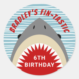 Adesivo Redondo Tubarão qualquer Festa de aniversário etária