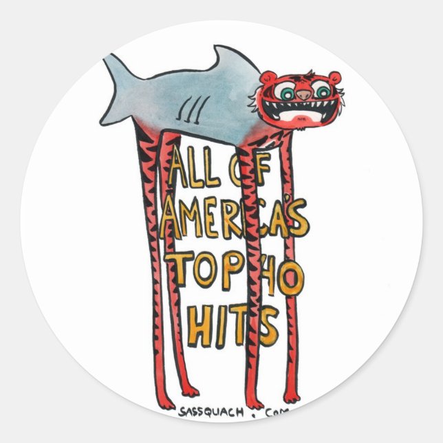 Adesivo Redondo Tubarão-Tigre (Frente)