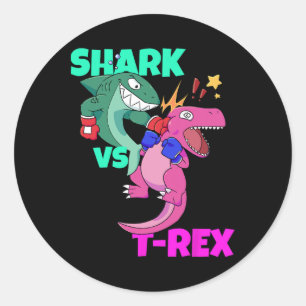 Adesivo Redondo Tubarão Vs Dinossauro T Rex Luvas Para Crianças Ra