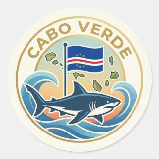 Adesivo Redondo Tubarões Azuis - Cabo Verde