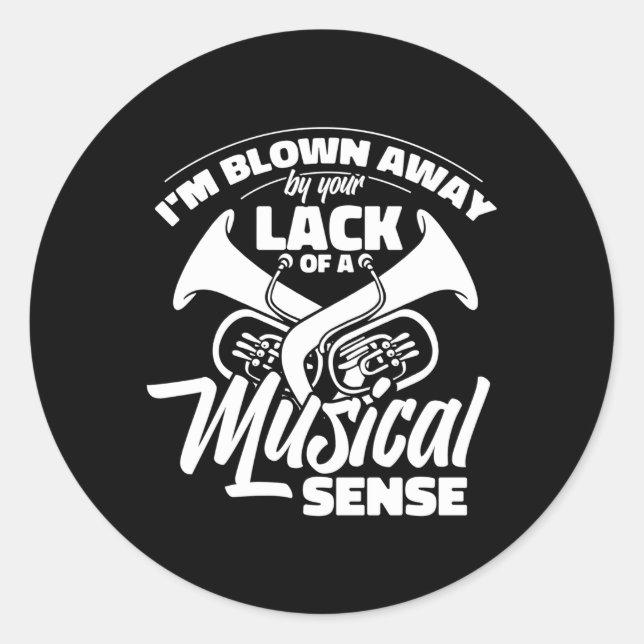 Adesivo Redondo Tubist Tuba, músico da Banda Marching (Frente)