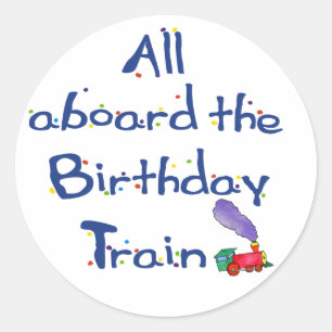 Adesivo Redondo Tudo a bordo do trem do aniversário