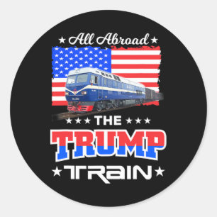 Adesivo Redondo Tudo a Bordo do Trem do Trump Bandeira Americana