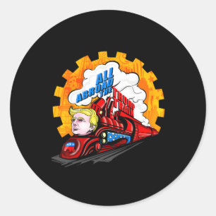 Adesivo Redondo Tudo a Bordo O Trem Trump 2024 O Futuro É Brilhant