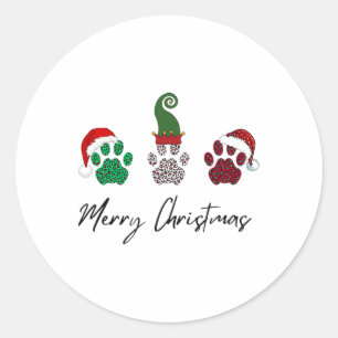 Adesivo Redondo Tudo o que é italiano Greyhound Feliz Natal Paw P