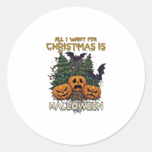Adesivo Redondo Tudo O Que O Natal Quer É Abóboras De Halloween Ár