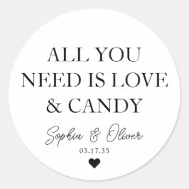Adesivo Redondo TUDO O QUE PRECISAS É AMOR E VELHO Favor do Casame