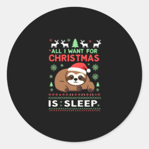 Adesivo Redondo Tudo O Que Quero Para O Natal É Dormir.