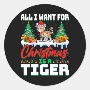 Adesivo Redondo Tudo O Que Quero Para O Natal É Um Tigre - Snow Xm