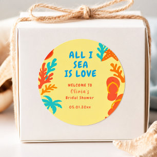 Adesivo Redondo Tudo o que Vejo é Amor Boho Costeiro Personalizado