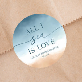 Adesivo Redondo Tudo o que Vejo é Amor Chuva de Amor Oceano Praia 