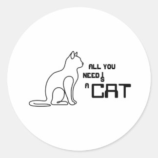 Adesivo Redondo Tudo o que Você Precisa É Um Gato Cute Minimalista