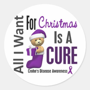 Adesivo Redondo Tudo que eu quero para a doença de Crohn do Natal