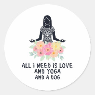 Adesivo Redondo Tudo Que Preciso É Amor E Yoga E Uma Camiseta De C