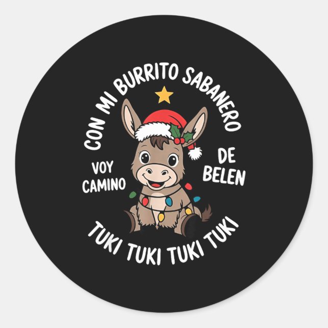 Adesivo Redondo Tuki Tuki Santa Hat Spanish Mexican Christmas Swea (Frente)