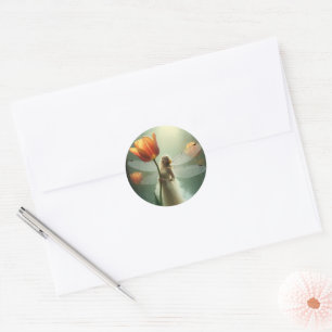 Adesivo Redondo Tulip Fairy Fantasy Stickers