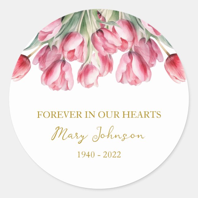 Adesivo Redondo Tulip Memorial Funeral Classic Round Sticker (Frente)