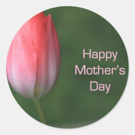 Adesivo Redondo tulipa vermelha, dia de as mães feliz