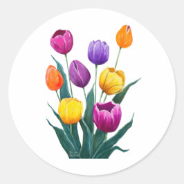 Adesivo Redondo Tulipas Coloridas