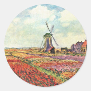 Adesivo Redondo Tulipas de Holland por Claude Monet