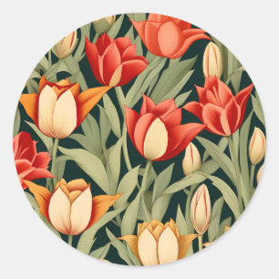 Adesivo Redondo Tulipas Modernas Vibrantes Floral