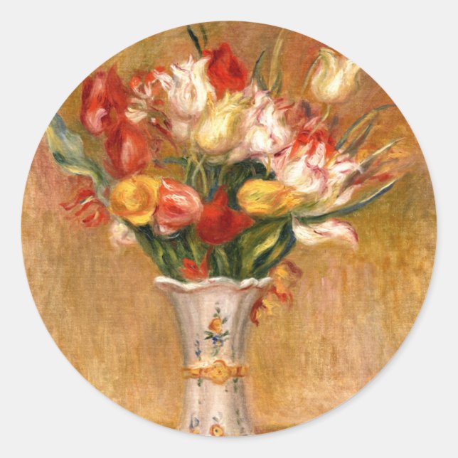Adesivo Redondo Tulipas por Auguste Renoir (Frente)
