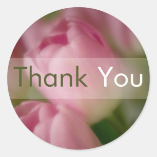 Adesivo Redondo Tulipas Rosa ・ Obrigado Sticker