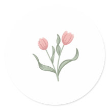Tulipas Rosa Suaves de Arte de Linha Minimalista