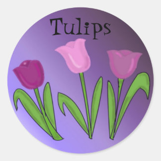 Adesivo Redondo Tulipas Roxas