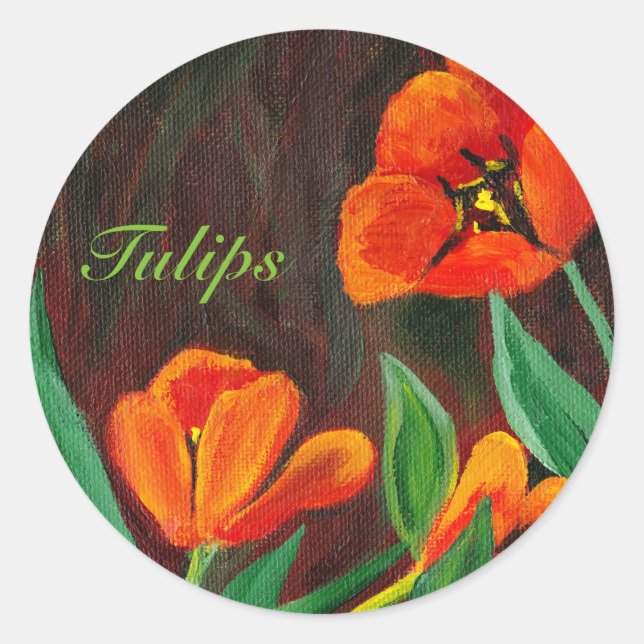 Adesivo Redondo Tulipas Vermelhas (Frente)