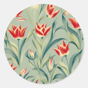 Adesivo Redondo Tulipas Vermelhos Vermelhos Vermelhos Vermelhos