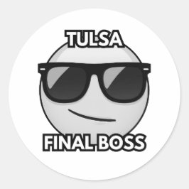 Adesivo Redondo Tulsa Final Boss Cool Emoji Sticker