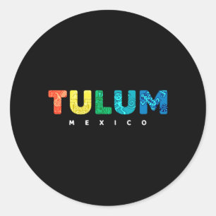 Adesivo Redondo Tulum México Colorido Tribal Maia Souvenir Meninos
