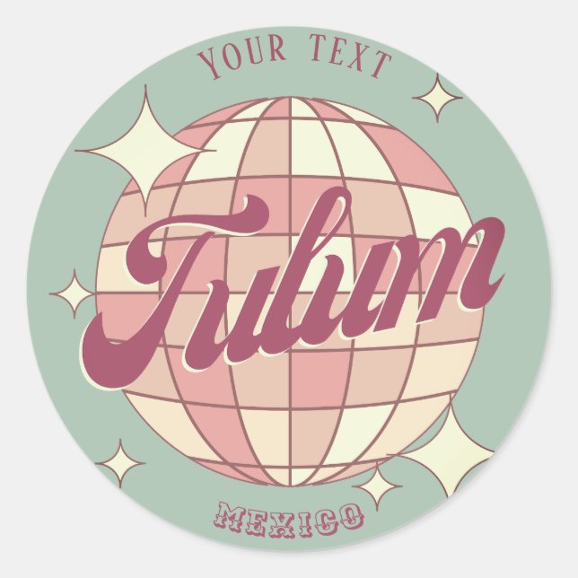 Adesivo Redondo Tulum Mexico Retro Promotion decoration (Frente)