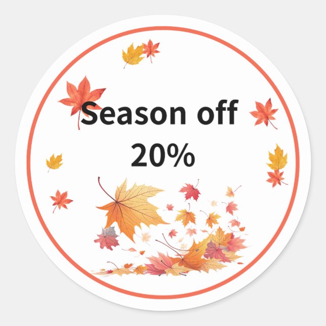 Adesivo Redondo tumn Season Off Sticker – Fall Sale Promotion  (Frente)