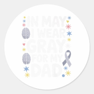 Adesivo Redondo Tumor cerebral Sensibilização Mês Cinza Fita