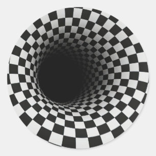 Adesivo Redondo Túnel de Ilusão Óptica Preto e Branco