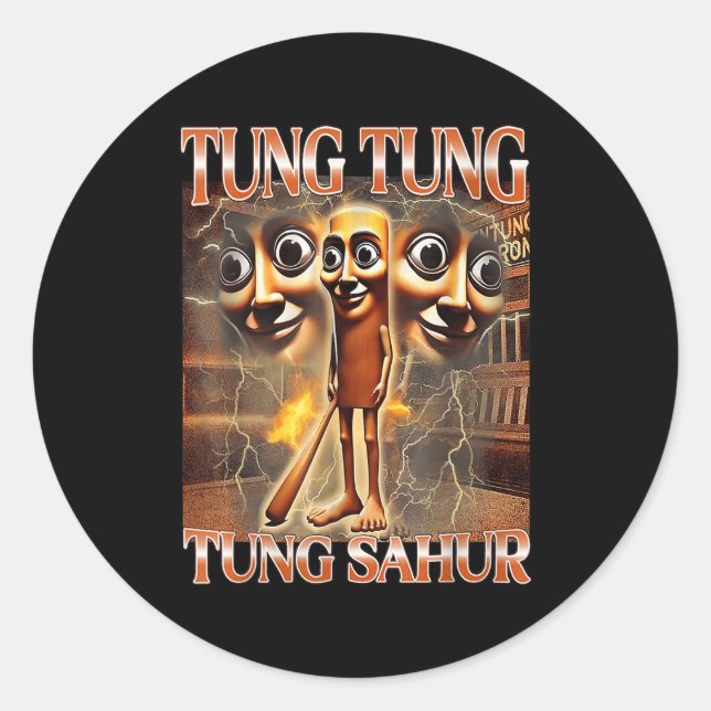 Adesivo Redondo Tung Tung Sahur (Frente)