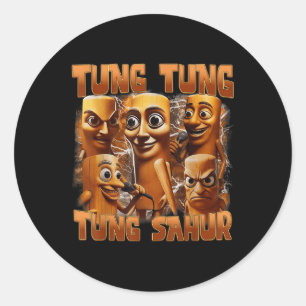 Adesivo Redondo Tung Tung Tung Sahur Funny Italiano Brainrot Memo 