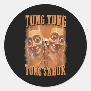 Adesivo Redondo Tung Tung Tung Sahur Funny Meme Brainrot Humor Gen
